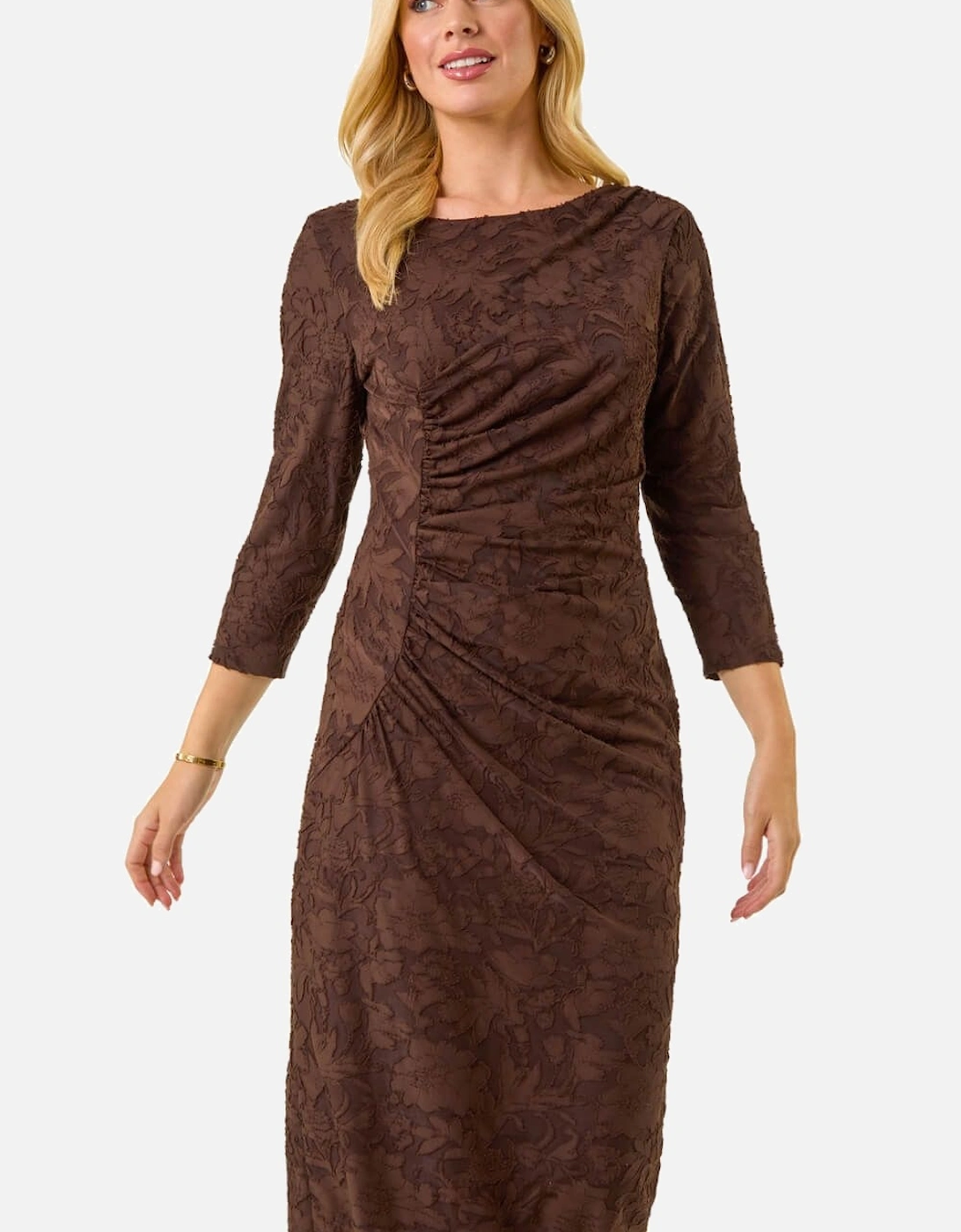 Petite Jacquard Ruched Stretch Dress, 2 of 1