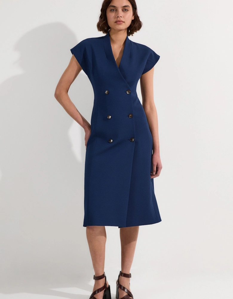 Tailored Textured Double Breasted Midi Dress