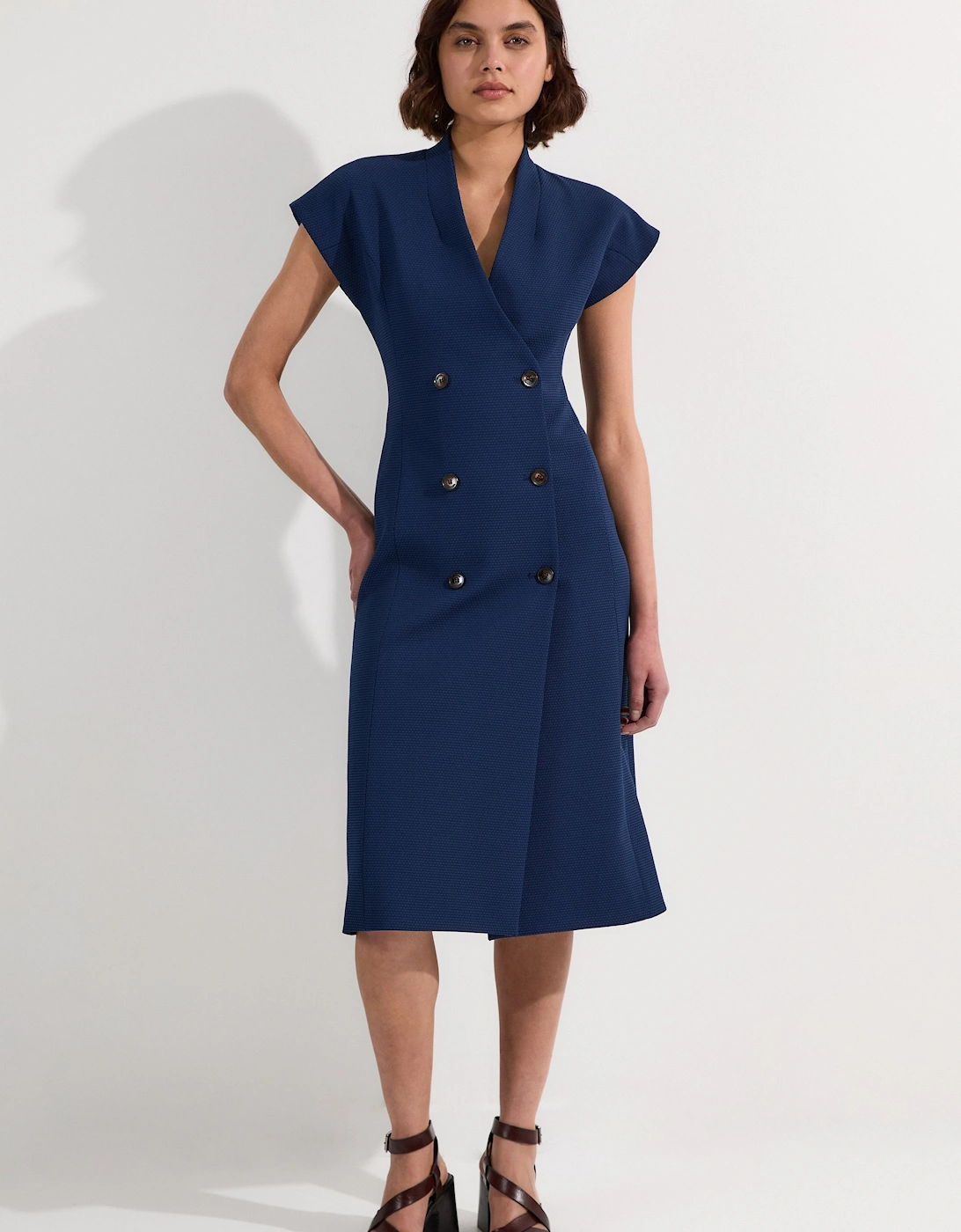 Tailored Textured Double Breasted Midi Dress, 2 of 1
