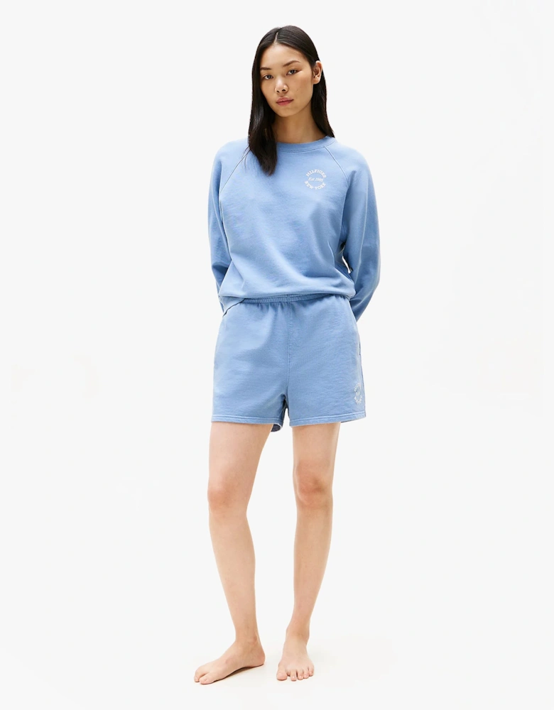 LOGO Relaxed Womens Lounge Shorts Brisk Blue