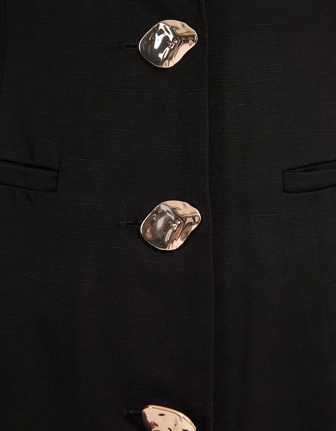 Viscose Linen Tailored Statement Button Front Pencil Midi Dress