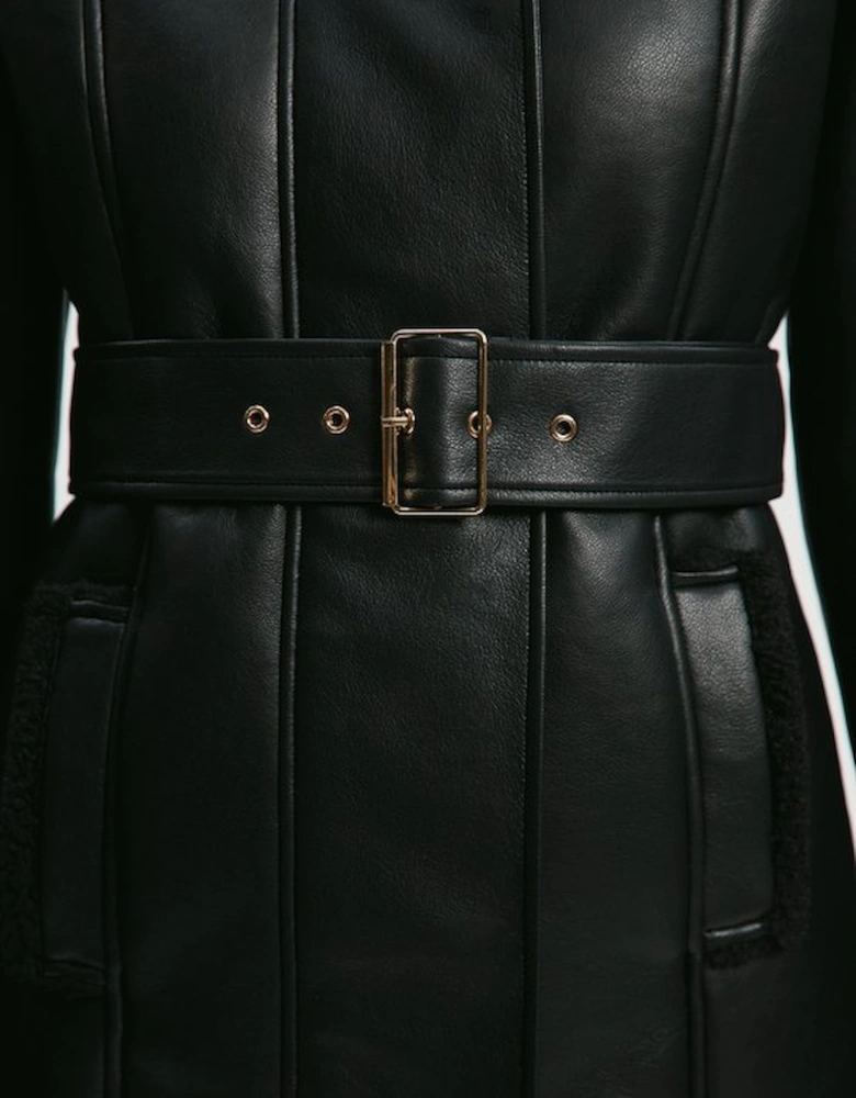 Faux Fur Aviator Longline Coat