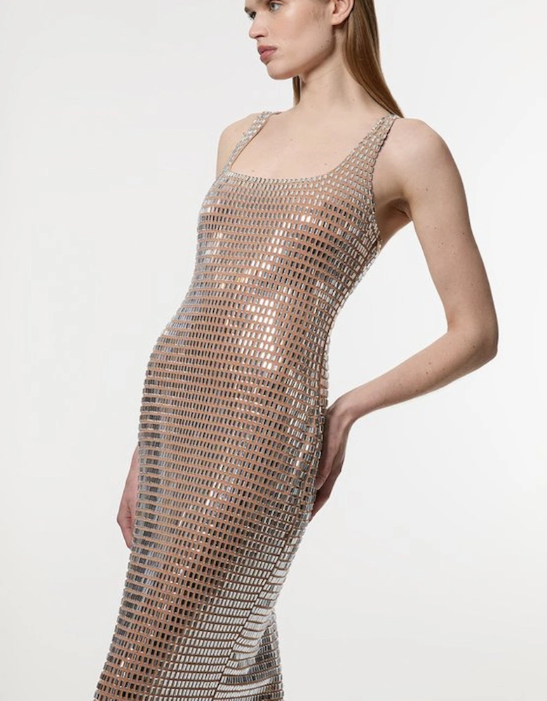 Petite Premium Crystal Embellished Jersey Midi Dress