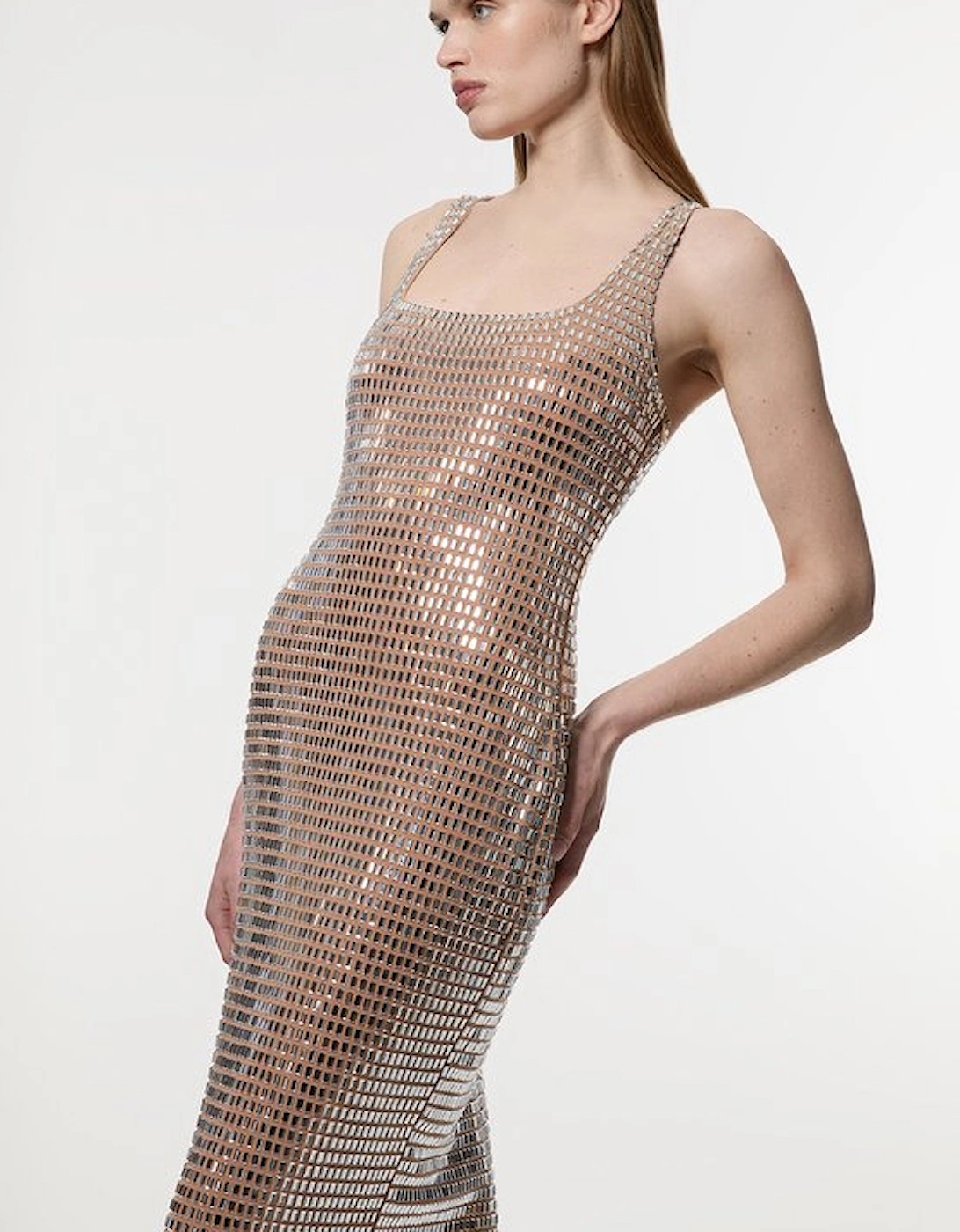 Petite Premium Crystal Embellished Jersey Midi Dress