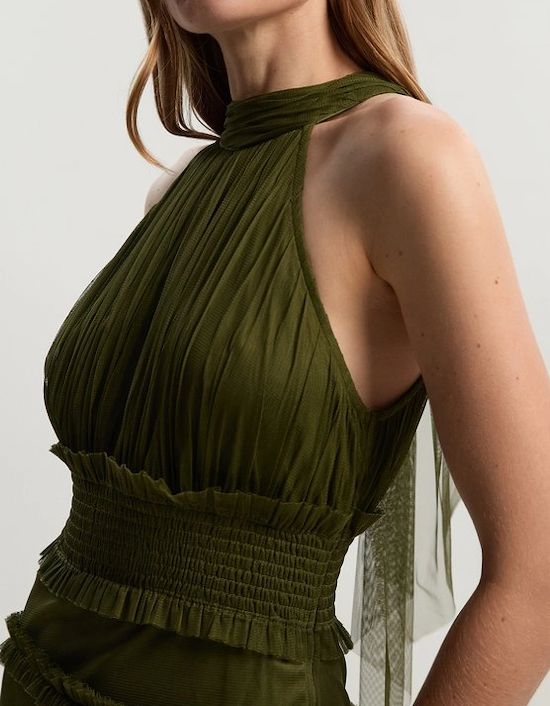 Tulle Layered Halter Neck Maxi Dress