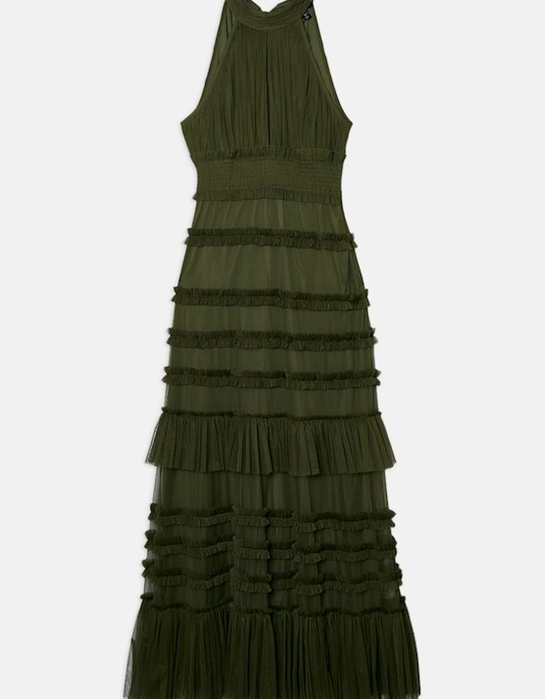Tulle Layered Halter Neck Maxi Dress
