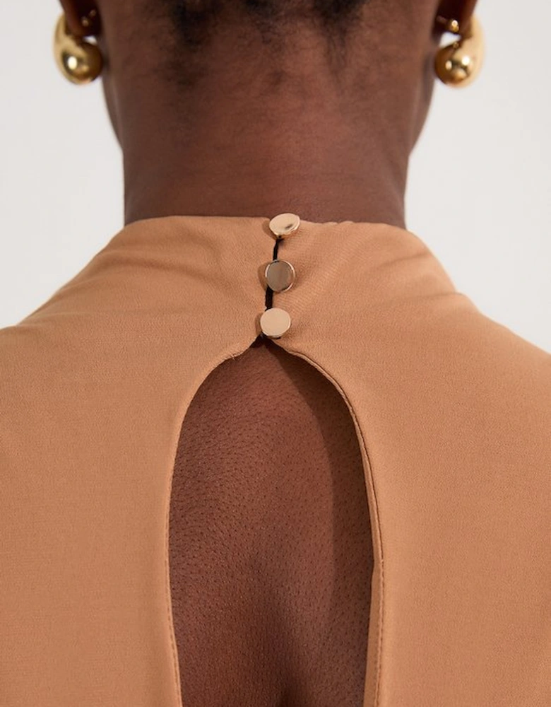 Jersey Crepe High Neck Ruched Bodysuit