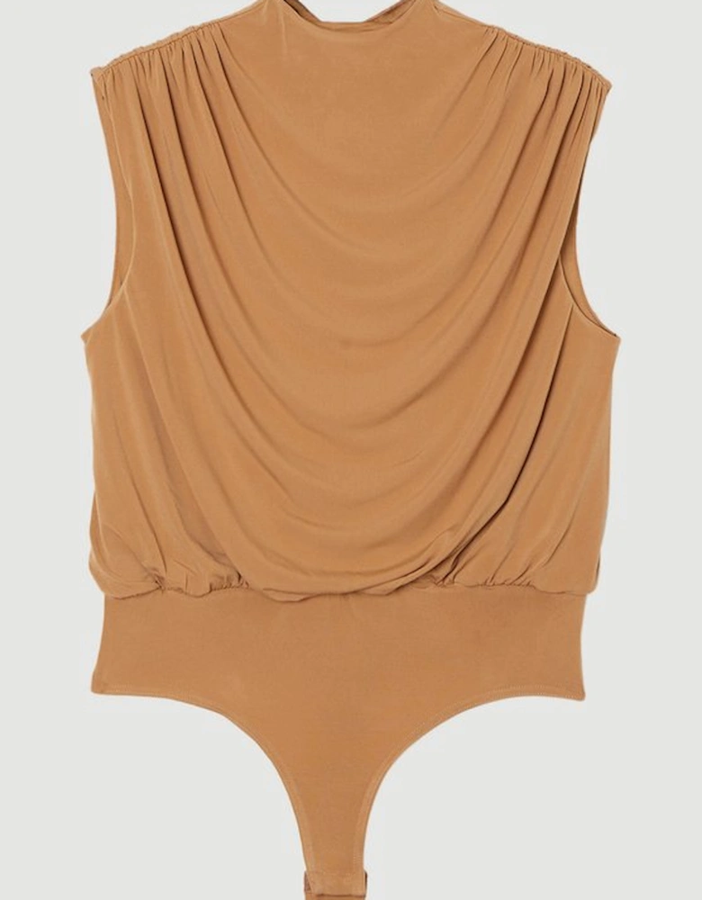 Jersey Crepe High Neck Ruched Bodysuit