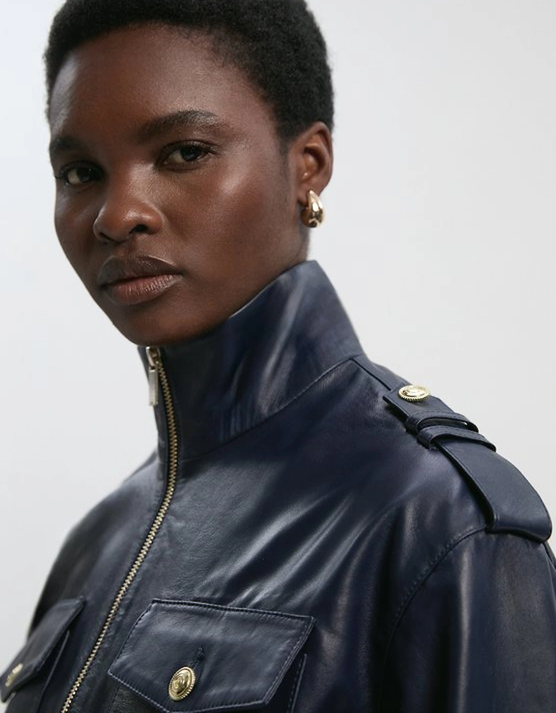 Leather Collared Jacket