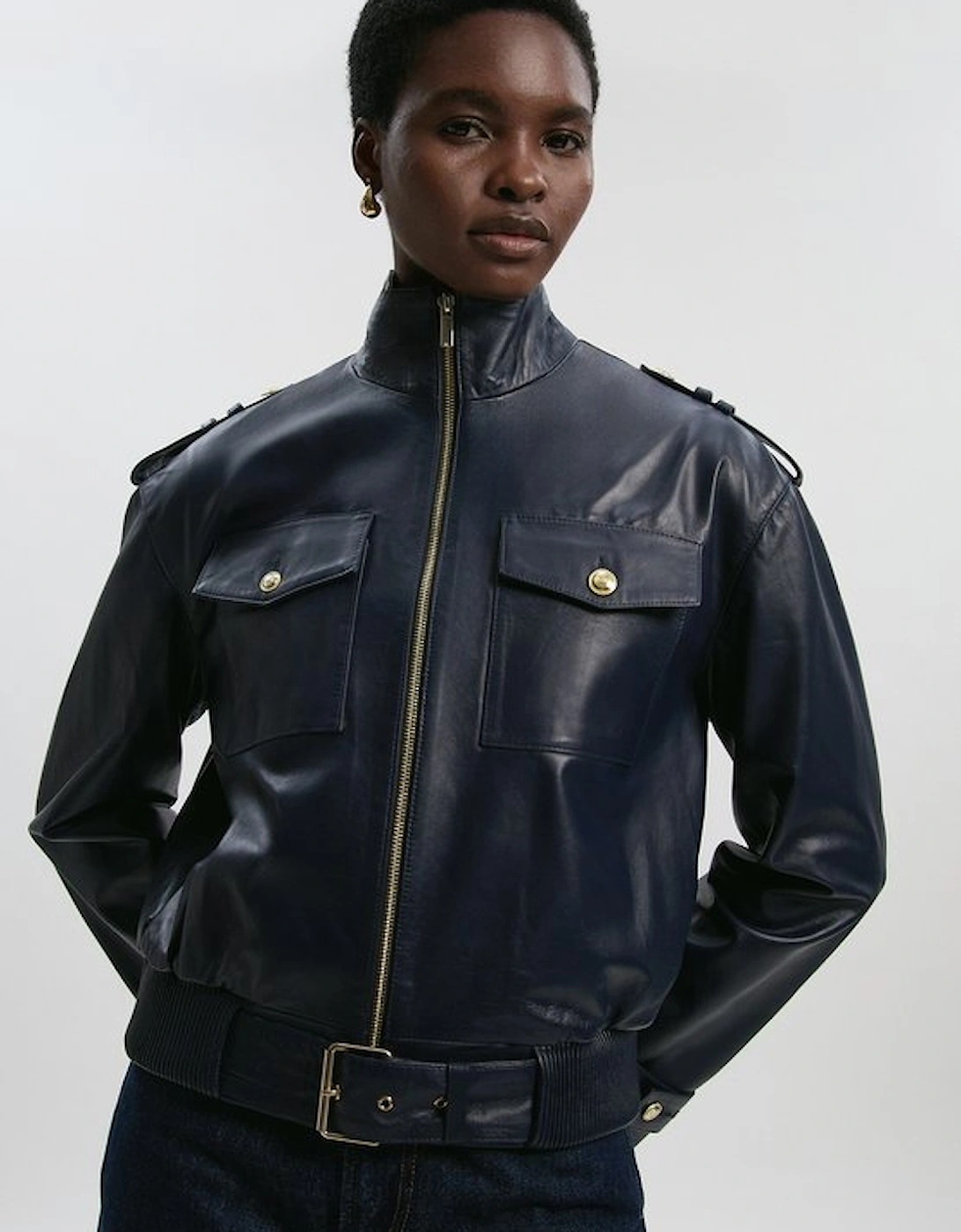 Leather Collared Jacket