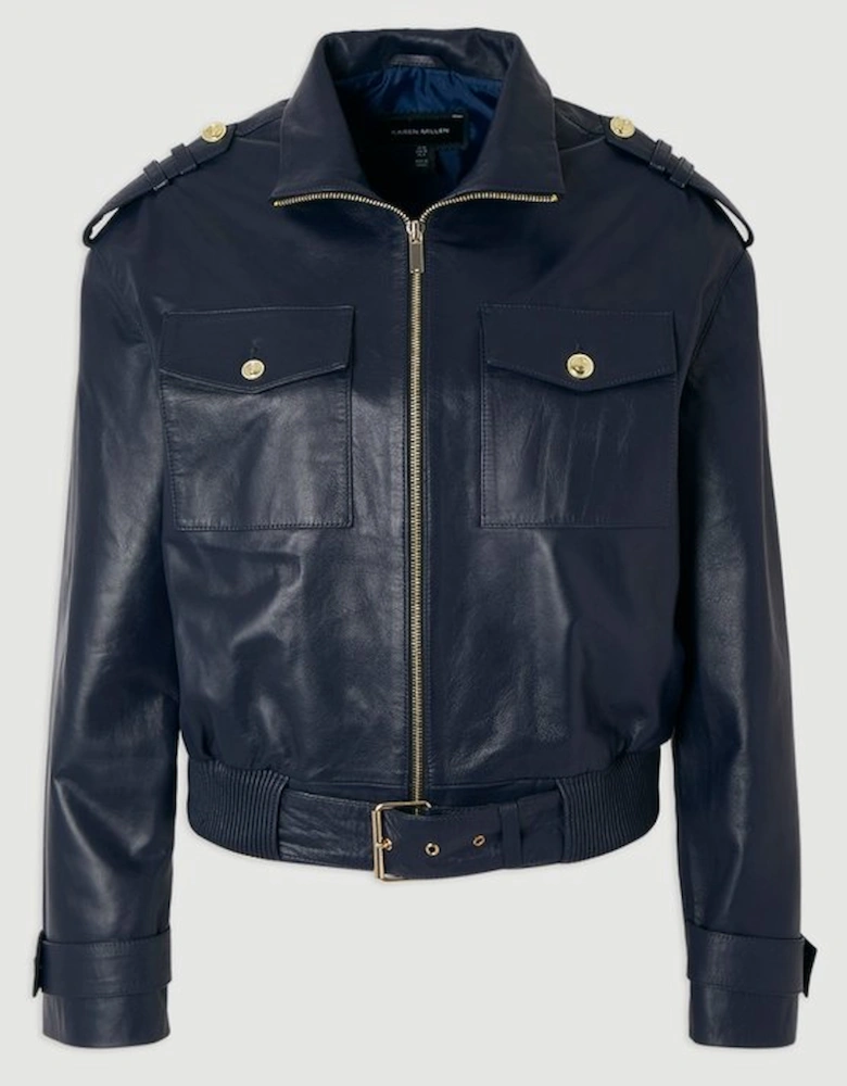 Leather Collared Jacket