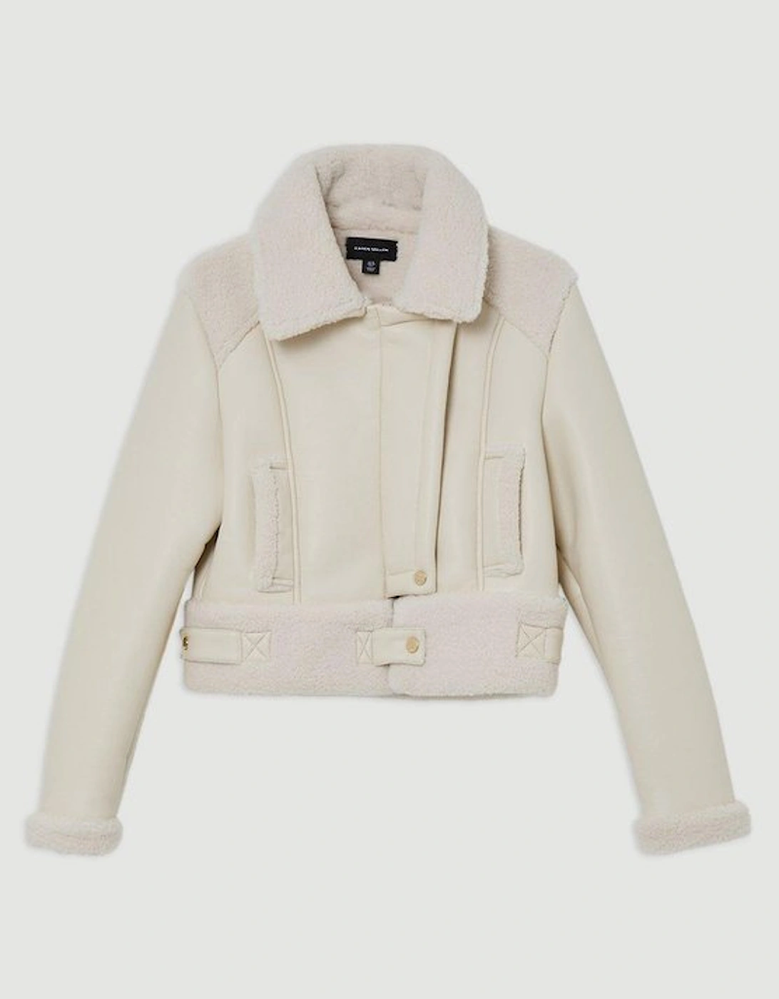 Faux Fur Aviator Crop Jacket