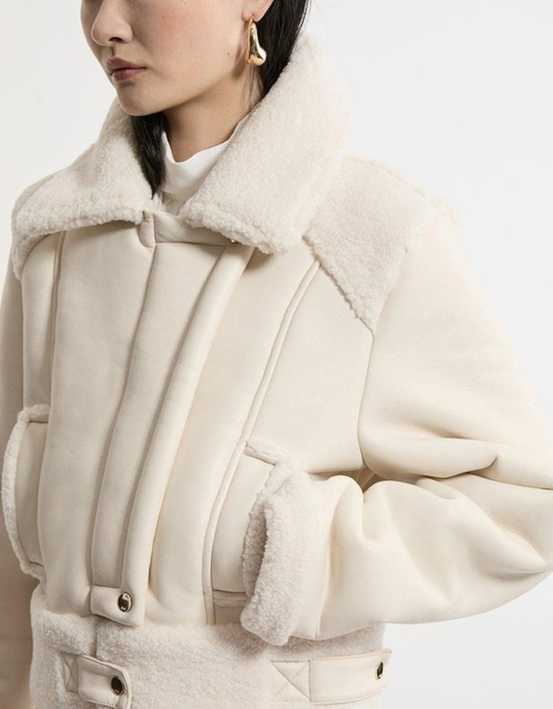 Faux Fur Aviator Crop Jacket