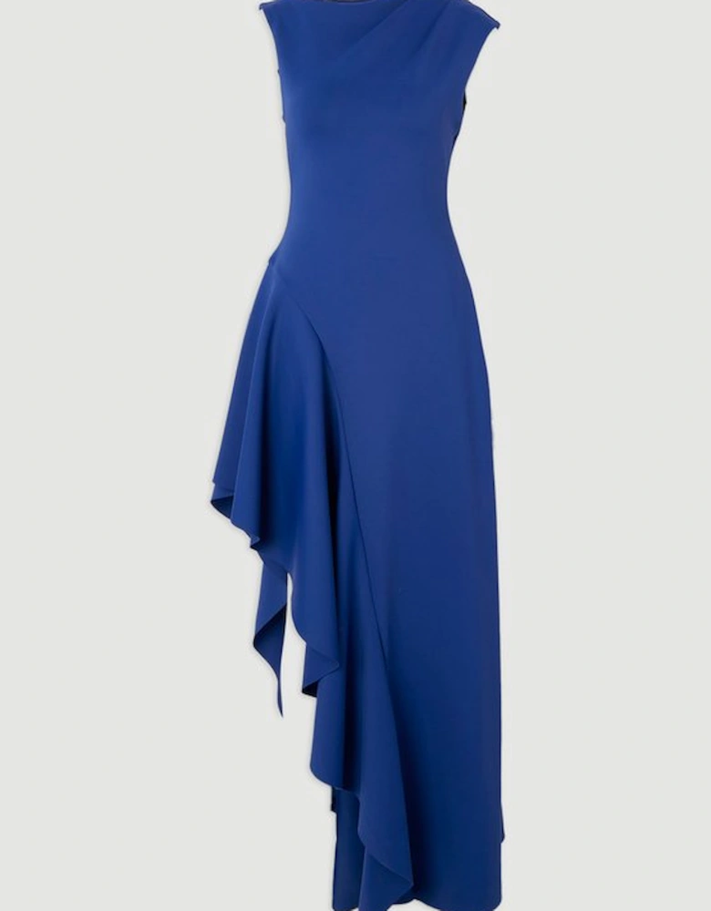 Scuba Drama Ruffle Hem Woven Maxi Dress