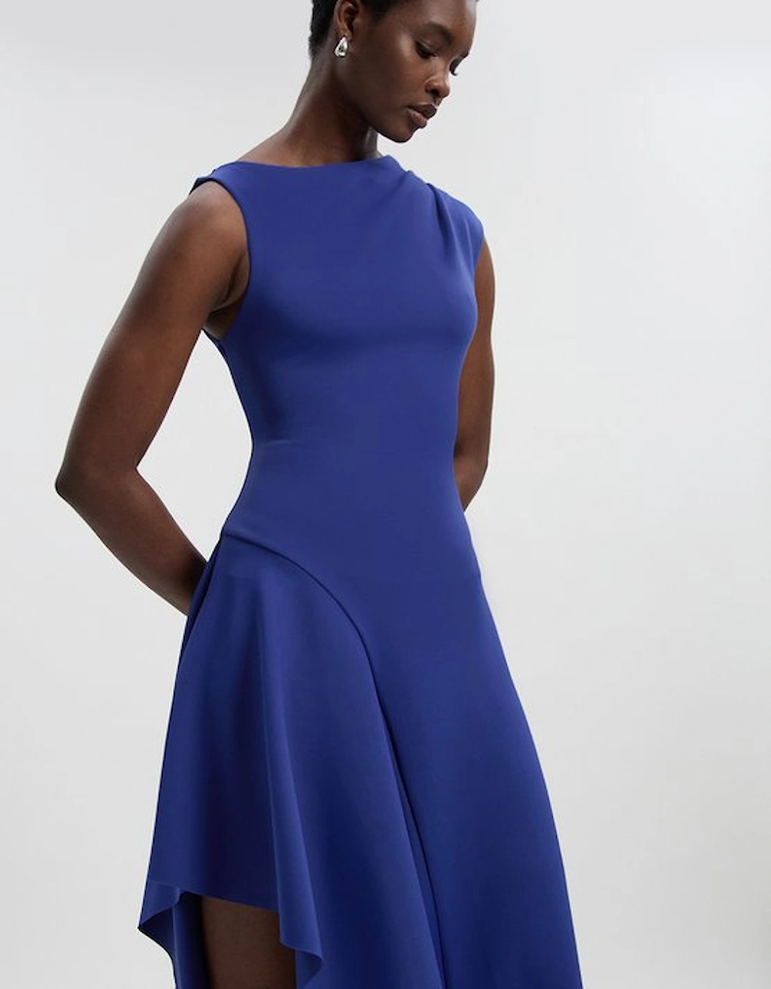 Scuba Drama Ruffle Hem Woven Maxi Dress