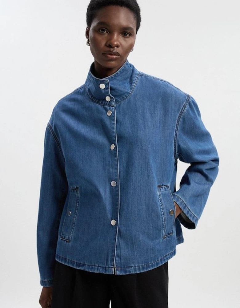 Denim Funnel Neck Jacket