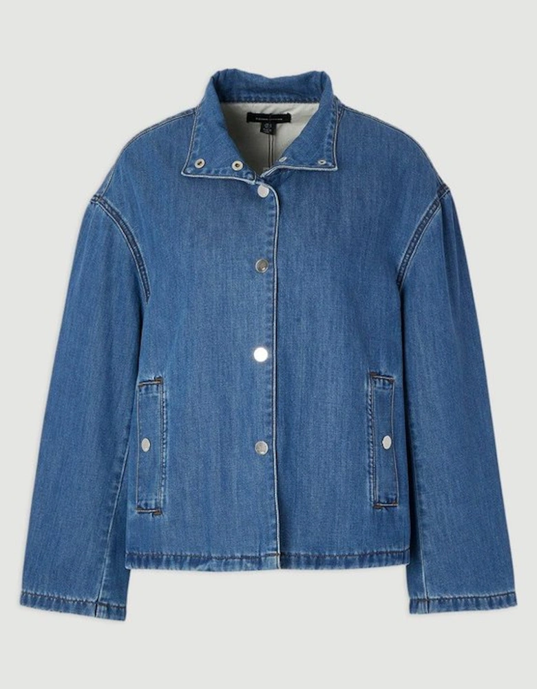 Denim Funnel Neck Jacket