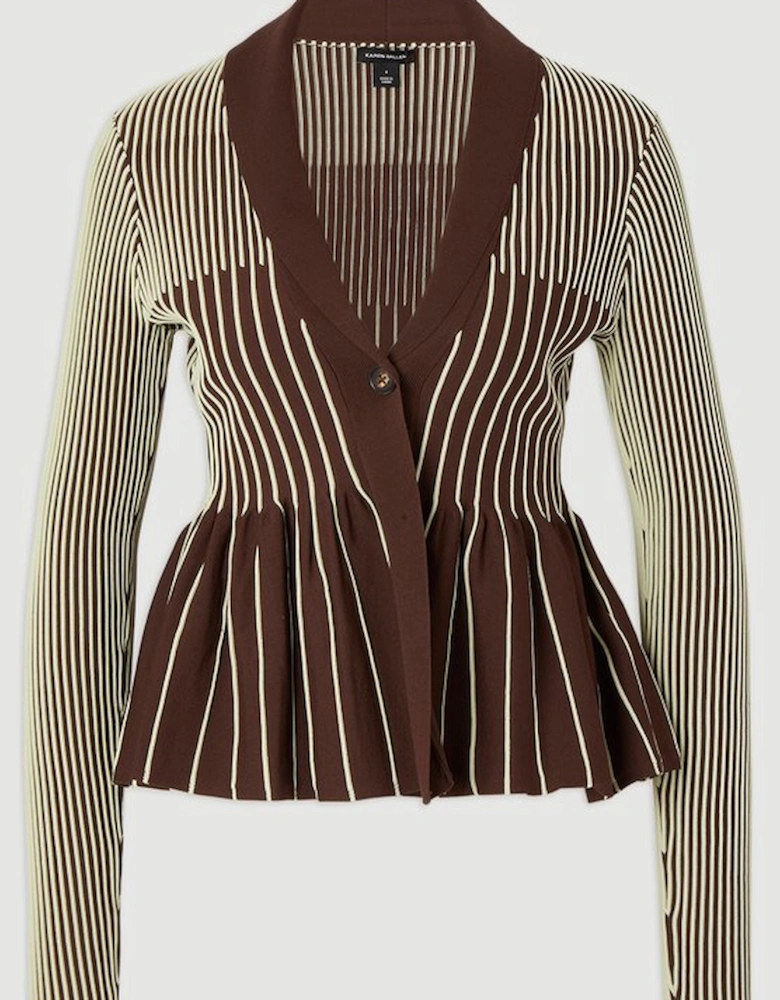 Contrast Stripe Peplum Knitted Jacket