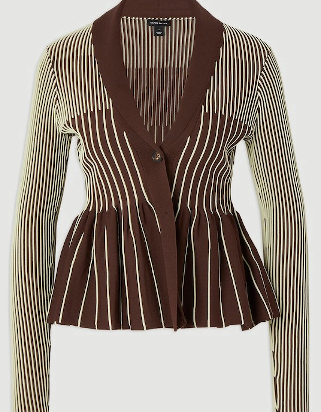 Contrast Stripe Peplum Knitted Jacket