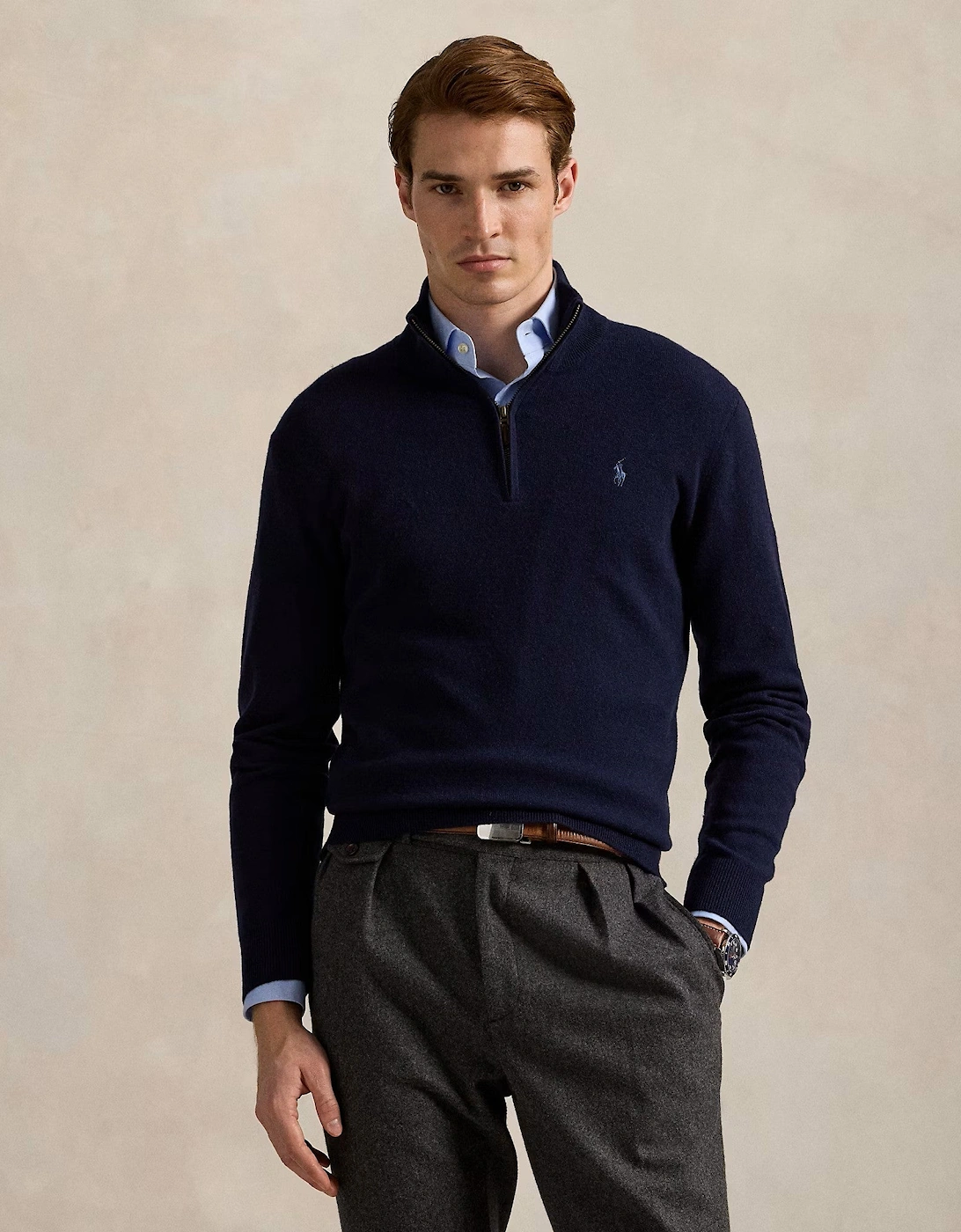 Half Zip Merino Sweater 001 Hunter Navy