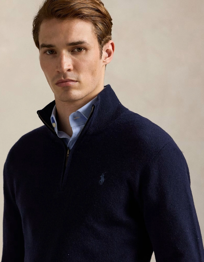 Half Zip Merino Sweater 001 Hunter Navy