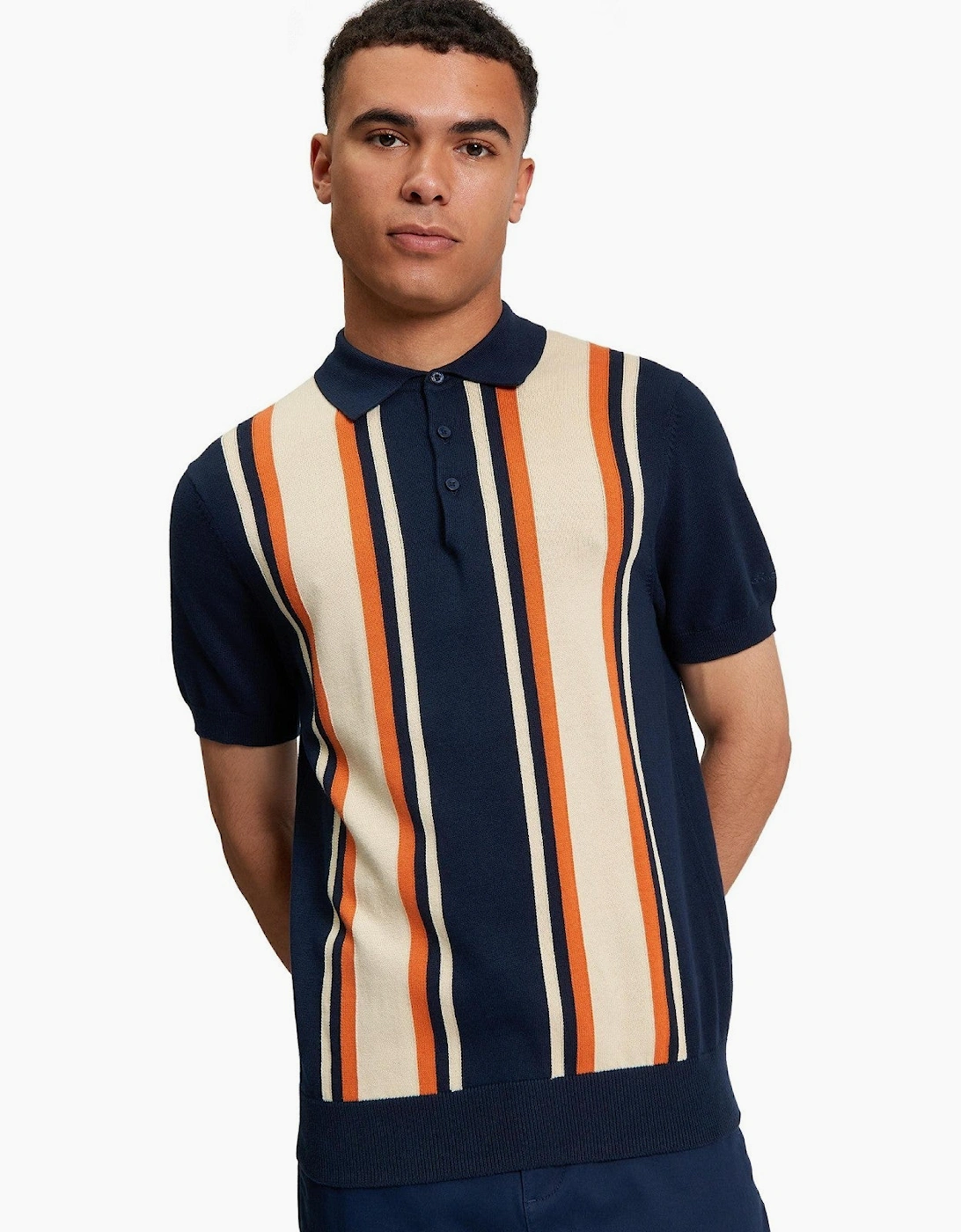 Ben Sherman Men's Black Vertical Stripe Short Sleeve Polo Shirt - Size 42 - Image 3