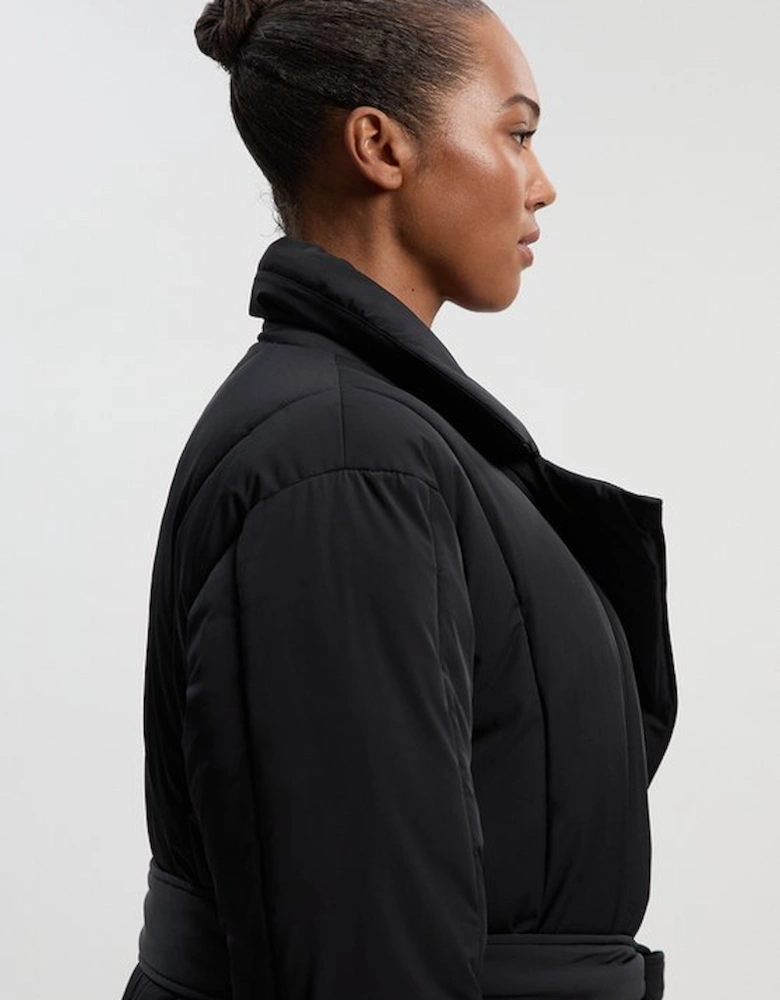 Plus Size Clean Padded Belted Midi Coat