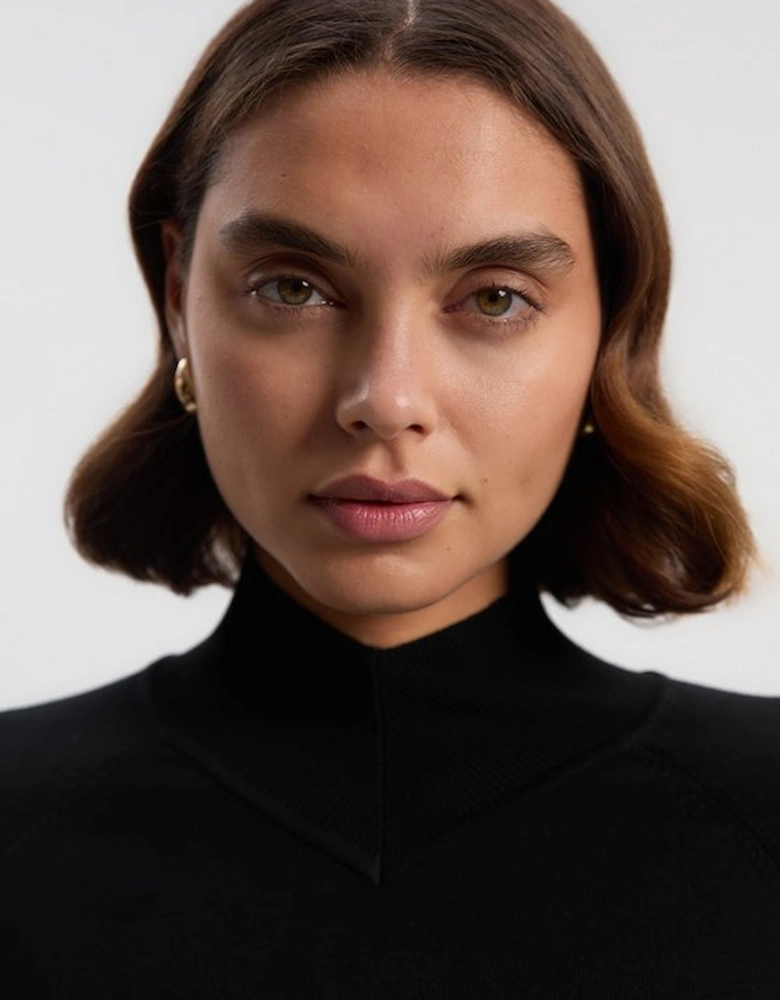 Viscose Blend High Neck Knit Jumper