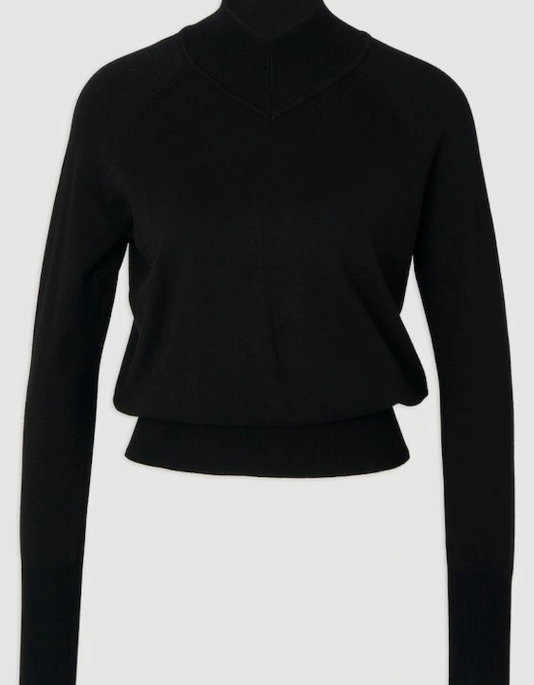 Viscose Blend High Neck Knit Jumper