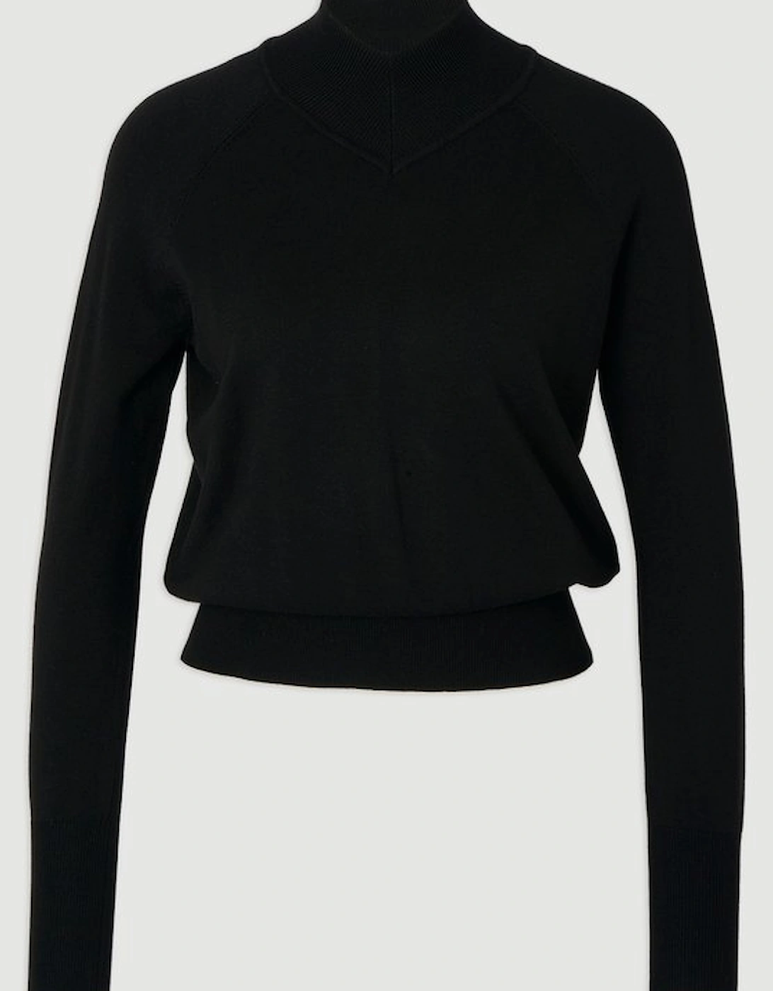 Viscose Blend High Neck Knit Jumper