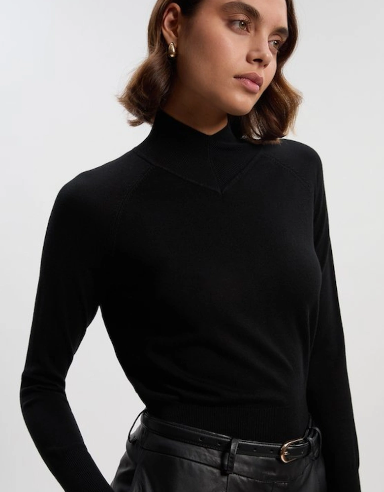 Viscose Blend High Neck Knit Jumper