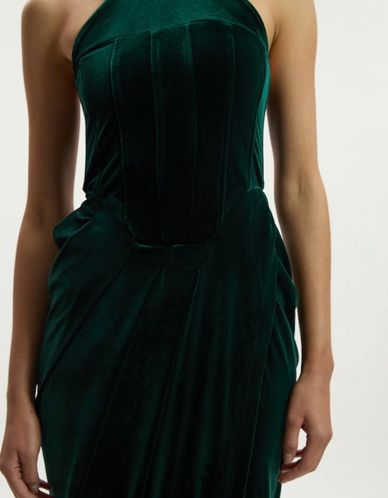 Tall Tailored Velvet Halter Neck Maxi Dress