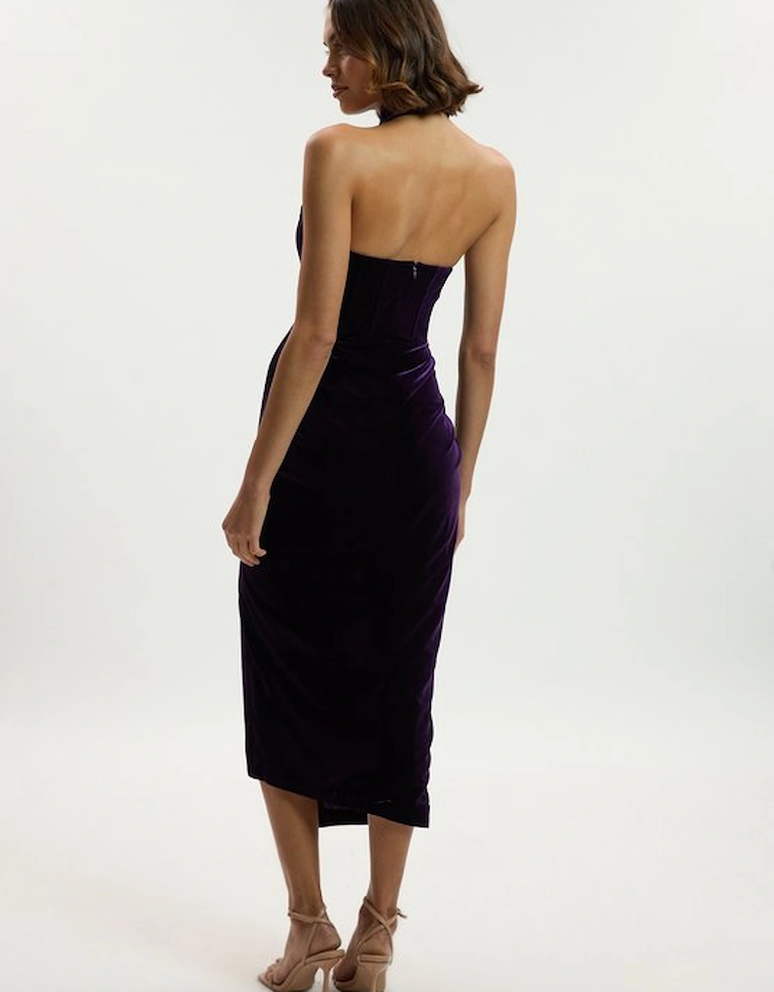 Tailored Velvet Halter Neck Maxi Dress