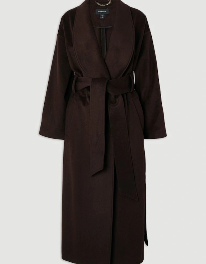 Wool Double Breasted Tailored Midi Coat