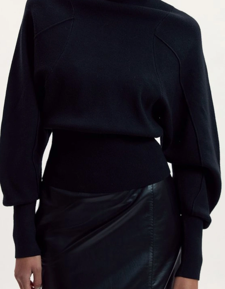 Wool Look Rounded Sleeve Knit Top