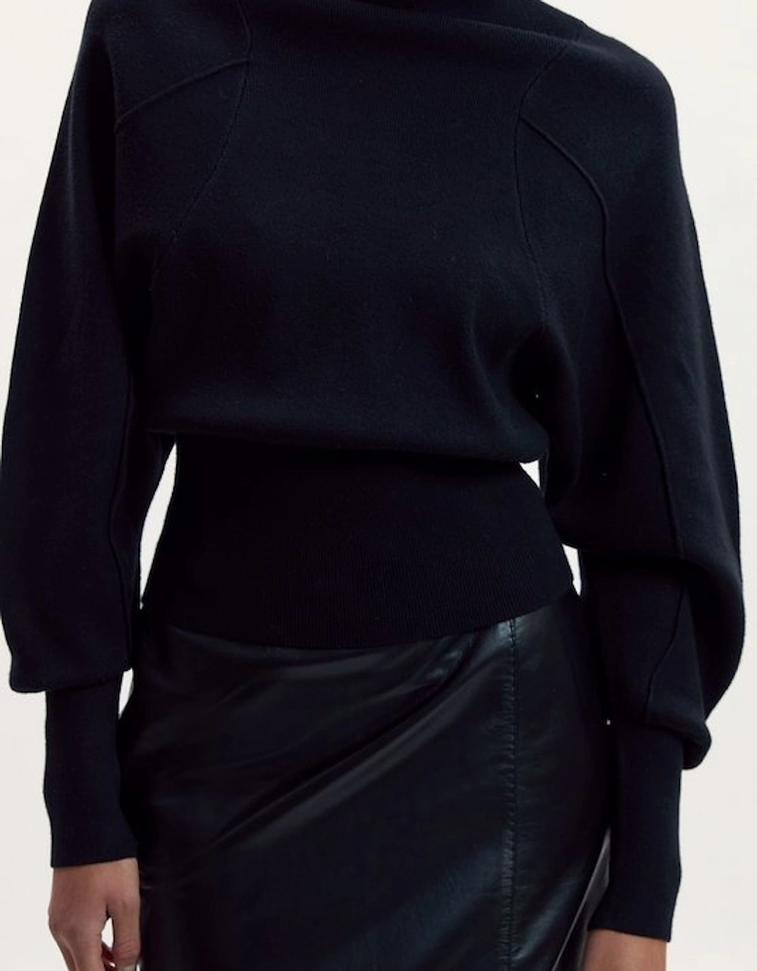 Wool Look Rounded Sleeve Knit Top