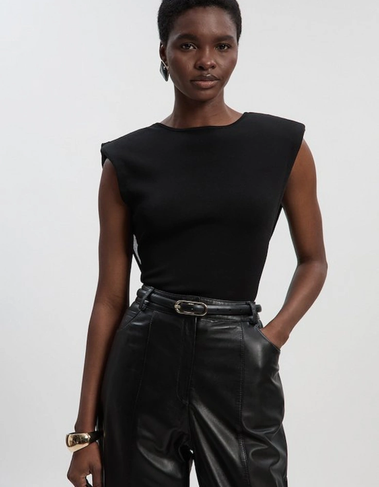 Viscose Blend Slinky Drape Plunge Back Knit Top