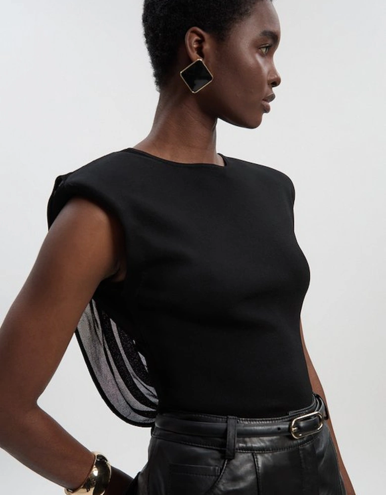 Viscose Blend Slinky Drape Plunge Back Knit Top