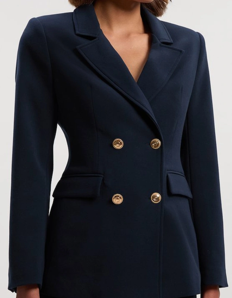 Compact Stretch Essential Tailored Doubled Breasted Blazer