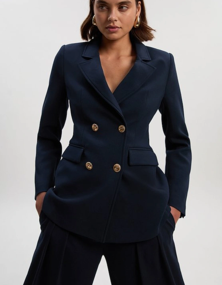 Compact Stretch Essential Tailored Doubled Breasted Blazer