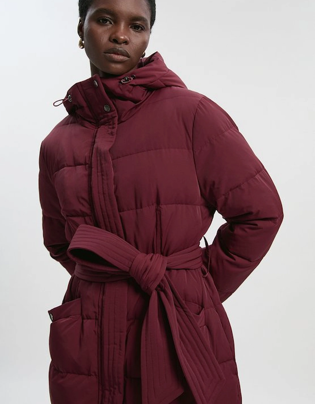 Real Down Belted Midi Coat