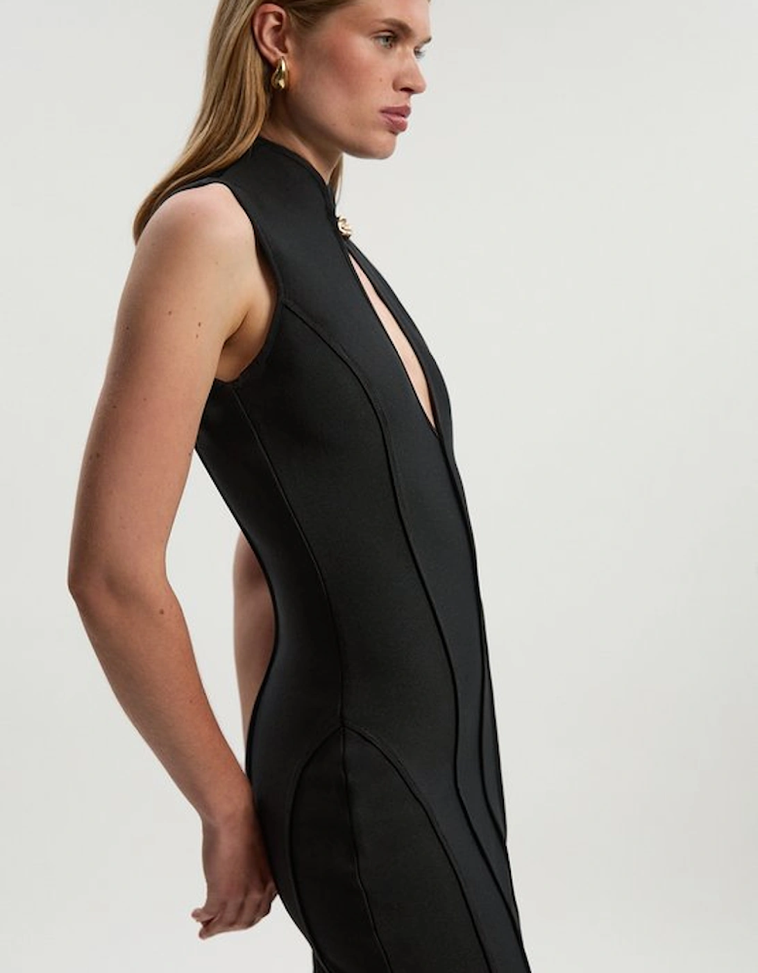 Figure Form Bandage Sleeveless Pencil Knit Maxi Dress