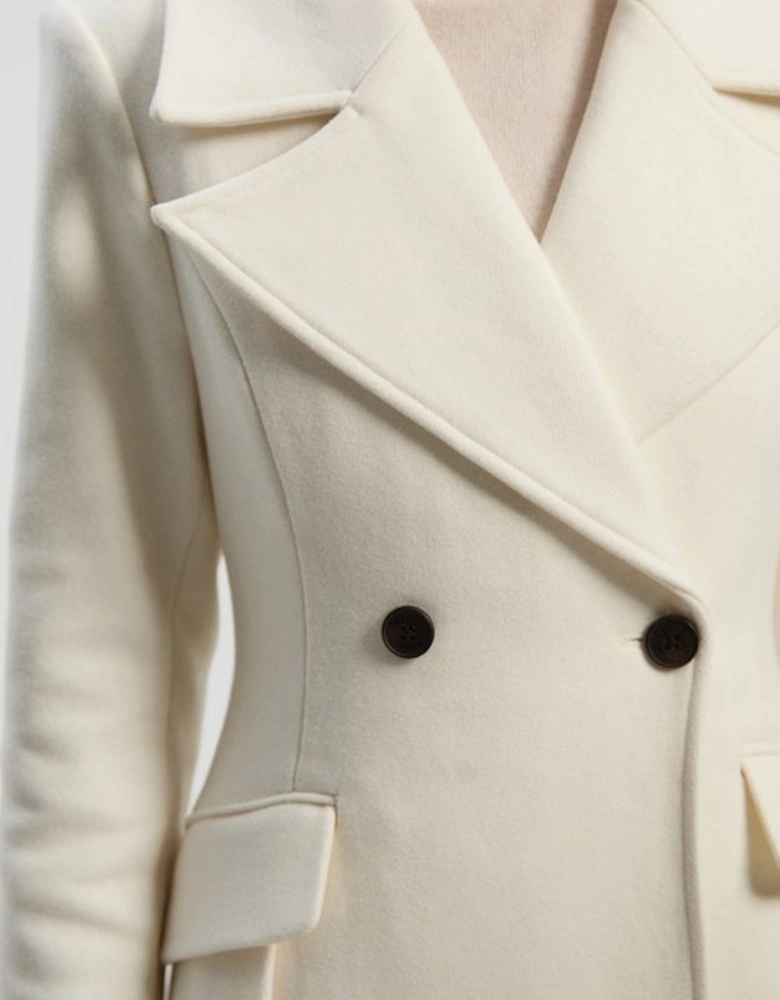 Wool Tailored Flared Skirt Midi Coat