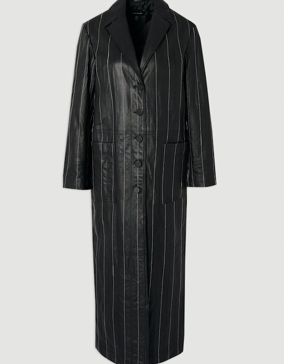 Leather Pinstripe Stitch Coat