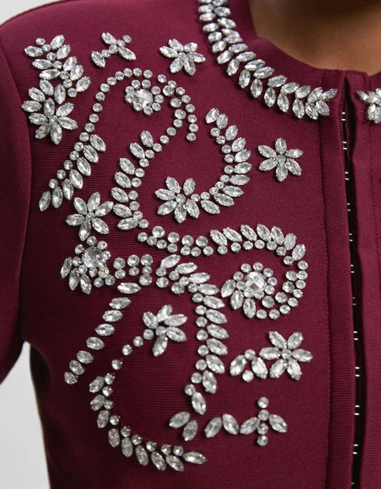 Plus Size Figure Form Bandage Embellished Knit Jacket