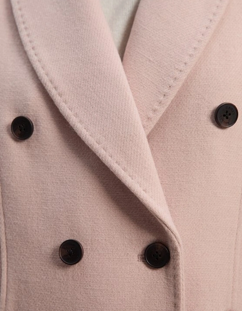 Wool Fitted Double Breasted Tailored Midi Coat