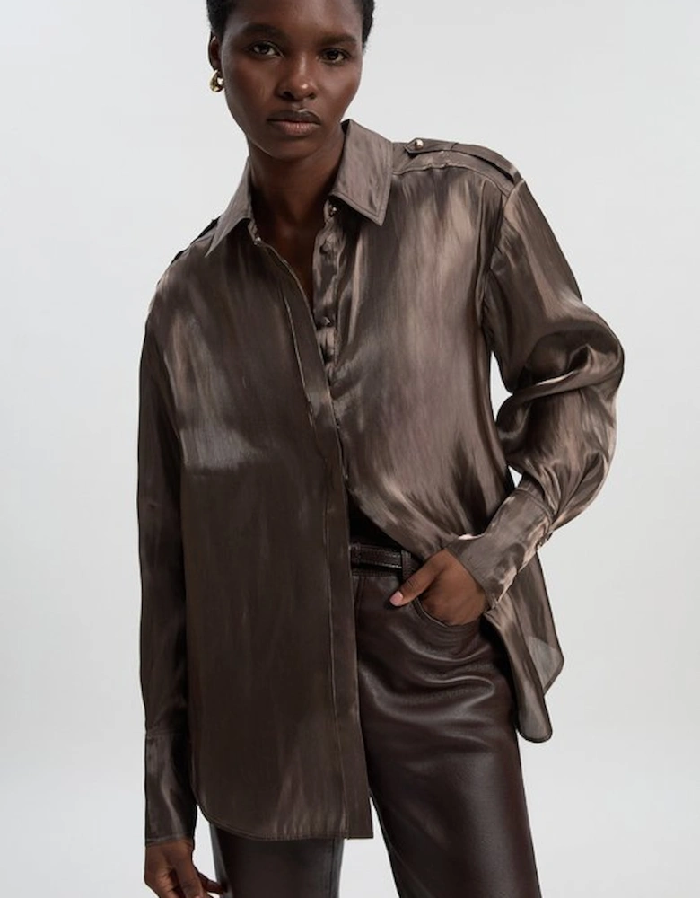 Metallic Woven Collared Shirt