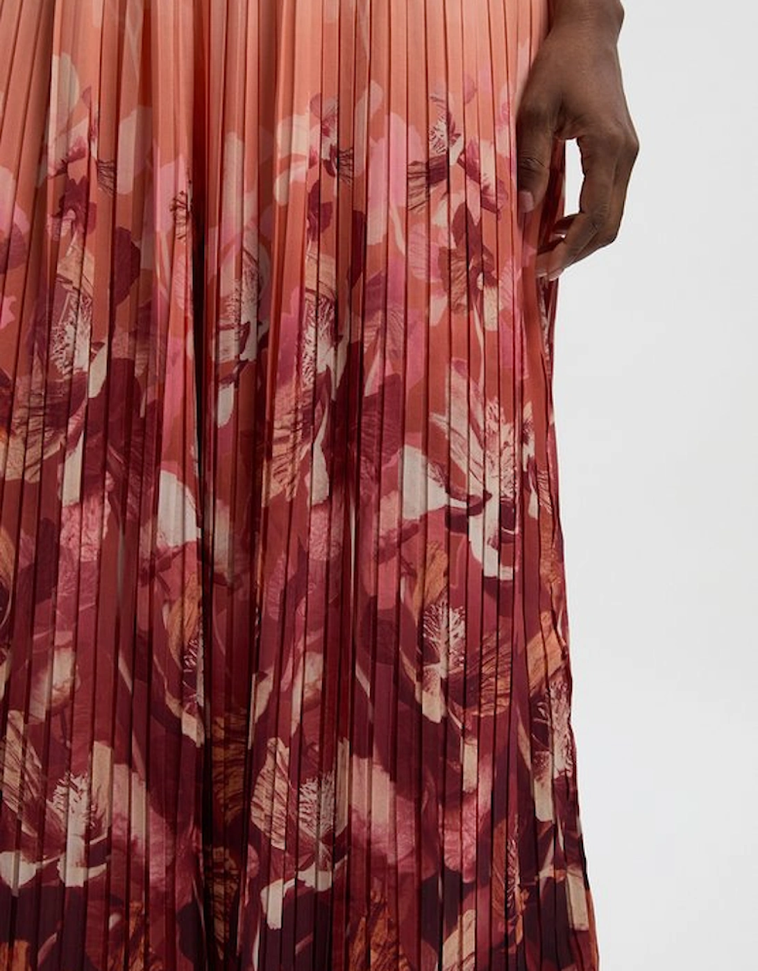 Pleated Floral Woven Wide Leg Trousers