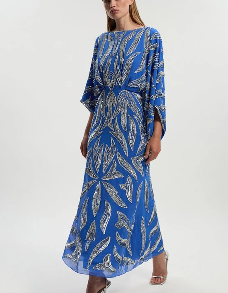 Kimono Sleeve Embellished Maxi Dress