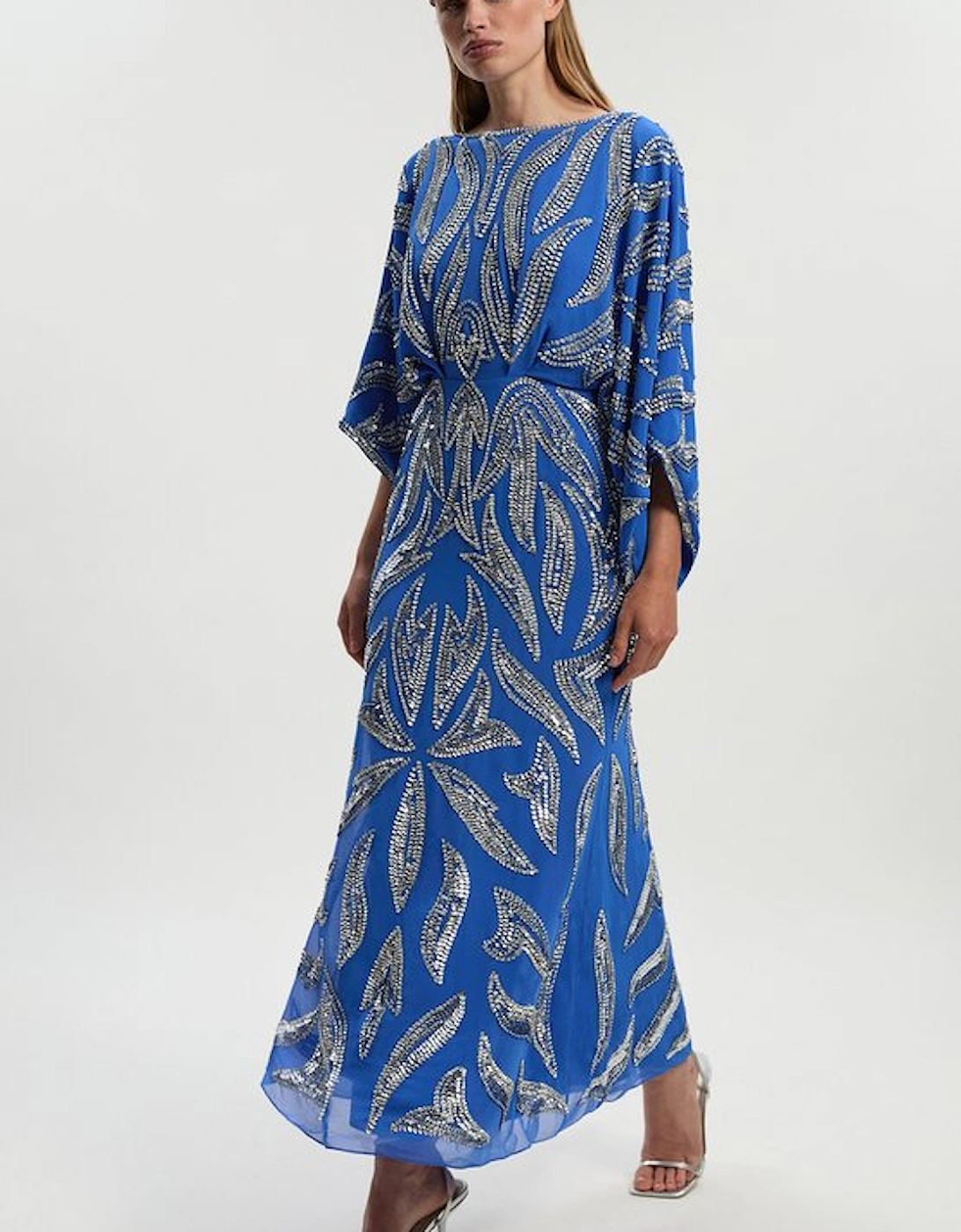 Kimono Sleeve Embellished Maxi Dress